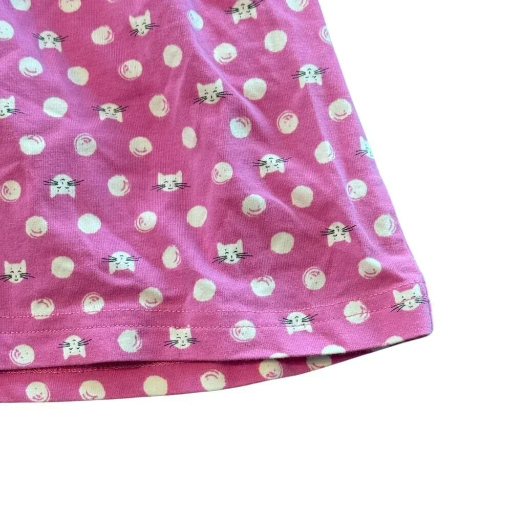 Matilda Jane Pink Kitty Cat Polka Dot Long Sleeve Baby Dress 12M Cotton Blend